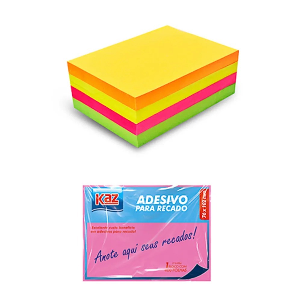 BLOCO ADESIVO 76X102 NEON C/400 KAZ
